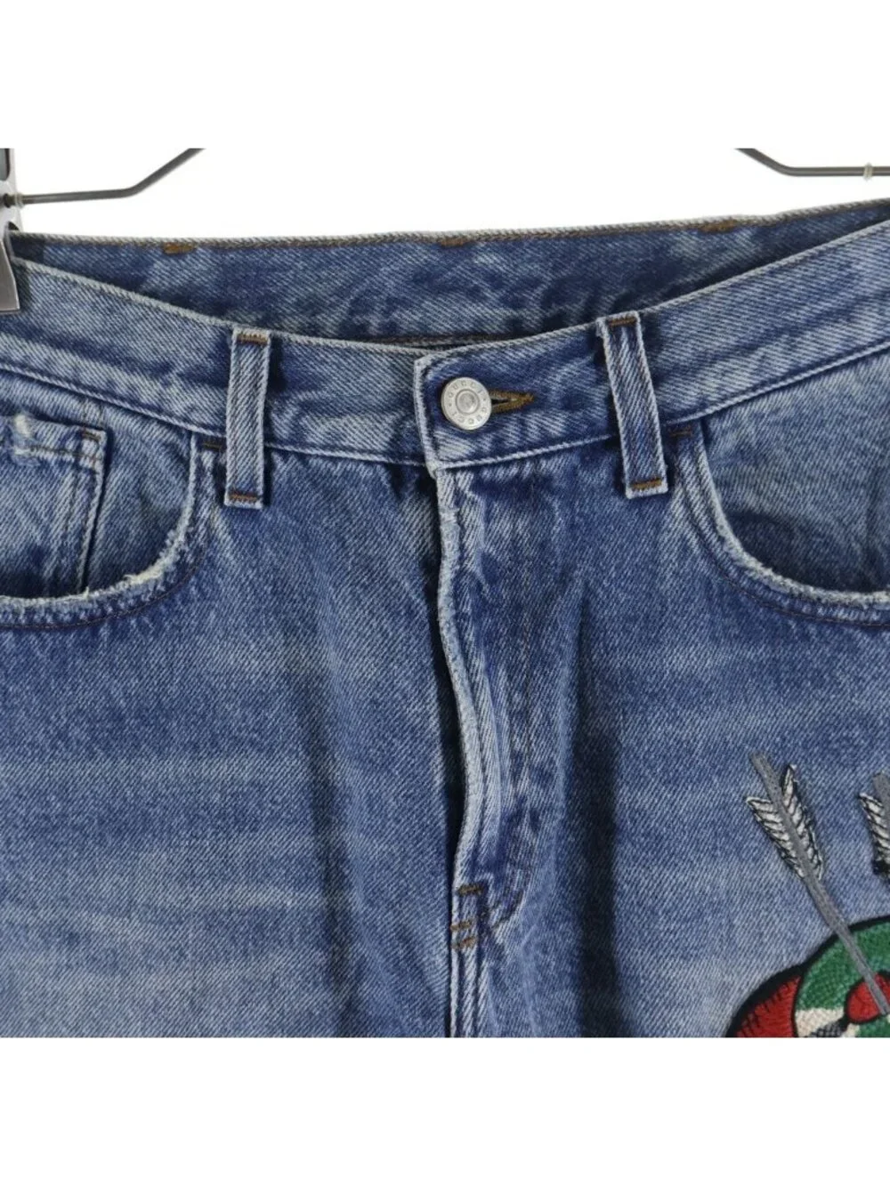Gucci Embroidery Straight Denim Pants Indigo